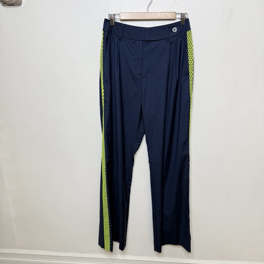 New Wildfang The Empower Colorblock Wide Leg Trouser Pants Blue Green Women's 6